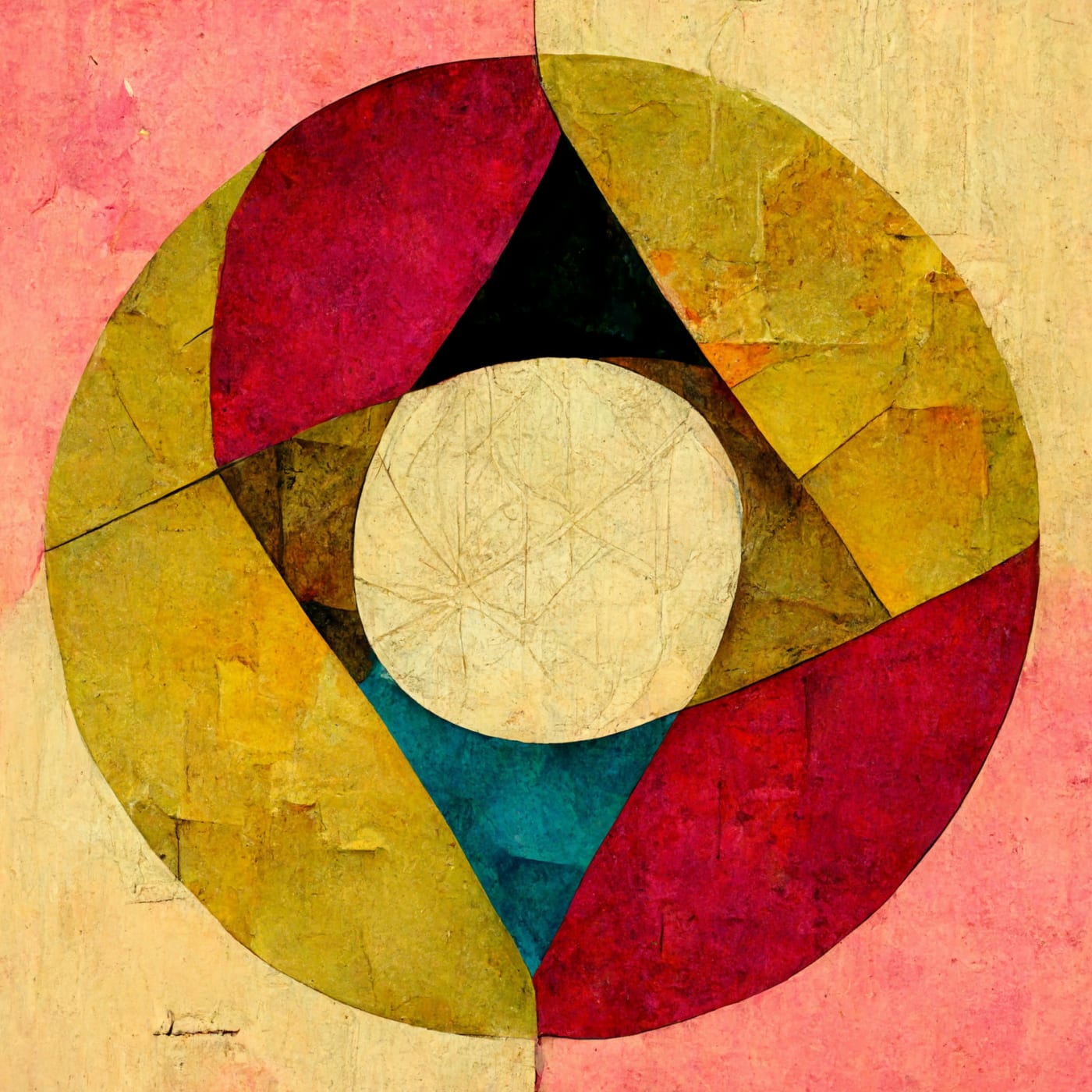 Abstract composition of baroque, constructivist and surreal squares