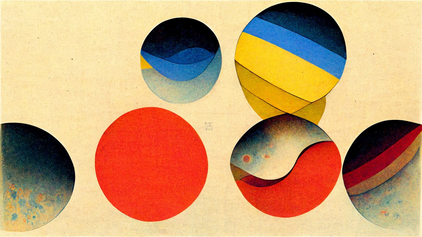 Abstract composition inspired by Kandinsky, Yoshida and Giraud