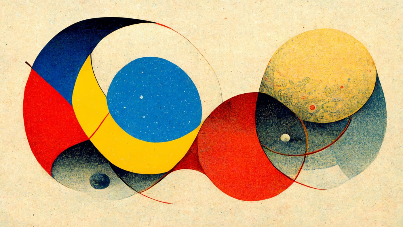 Second abstract composition inspired by Kandinsky, Yoshida and Giraud