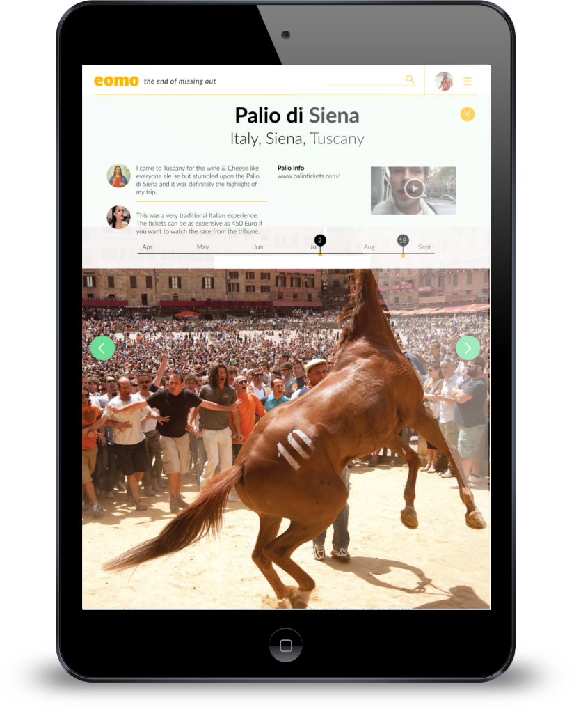 EOMO mobile application mockup