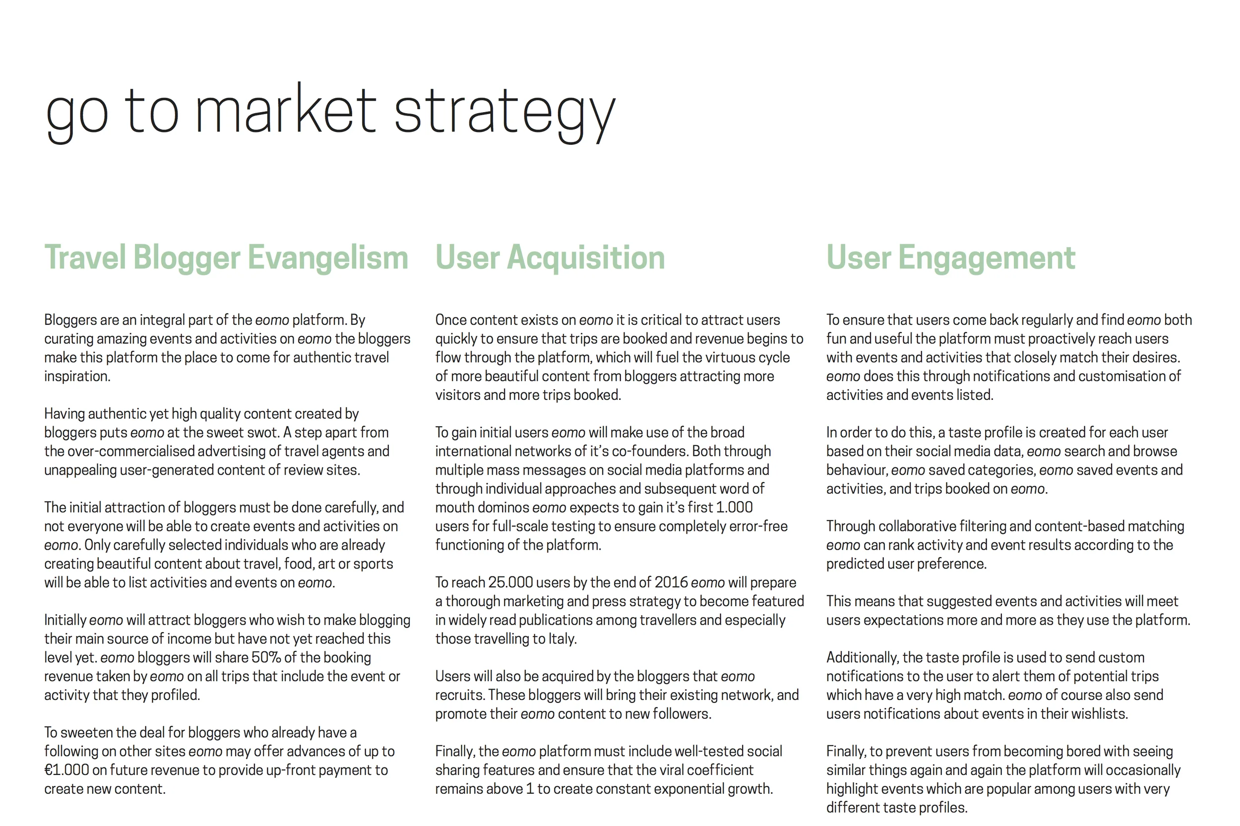 EOMO go-to-market strategy