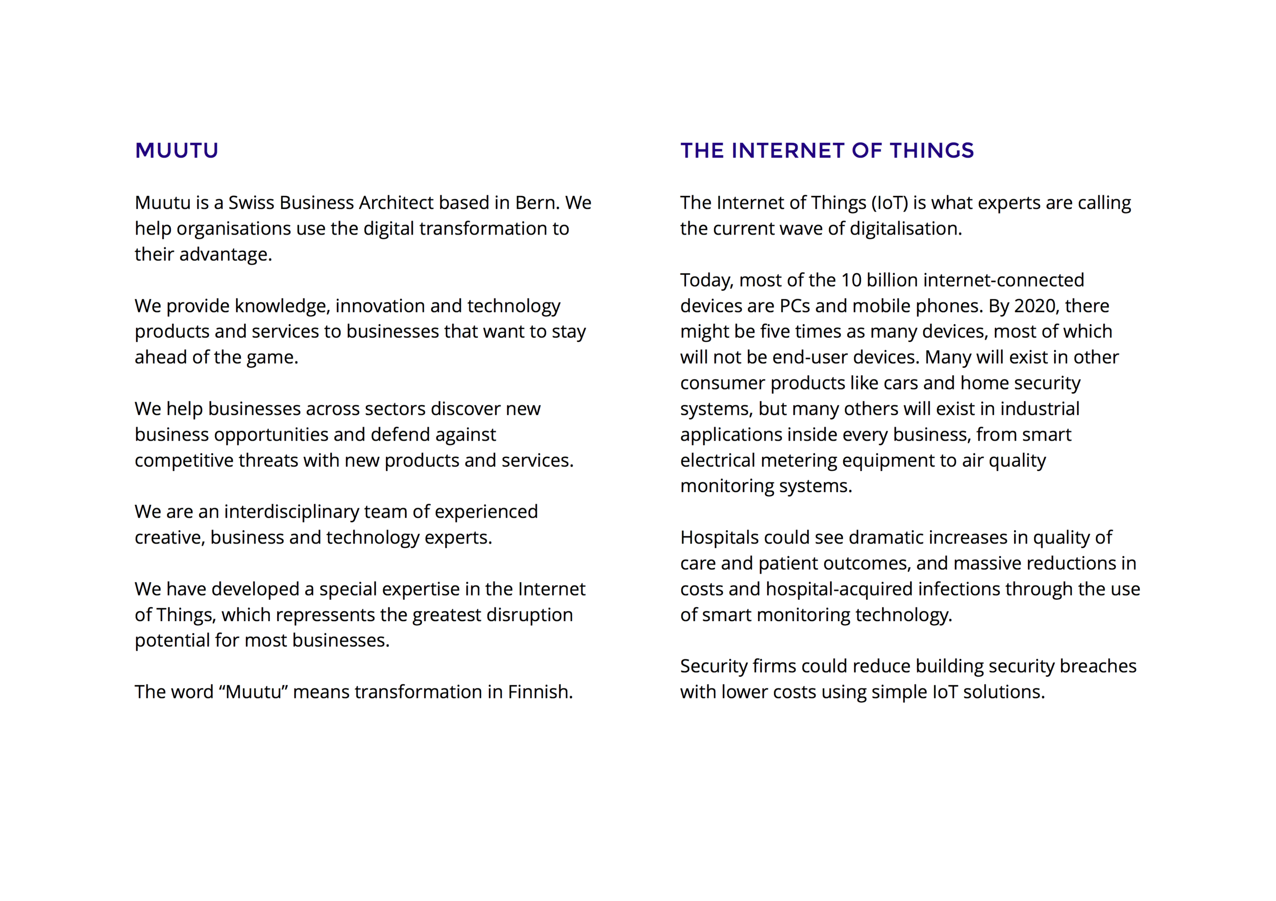 MUUTU IoT business design proposal slide 2 of 5