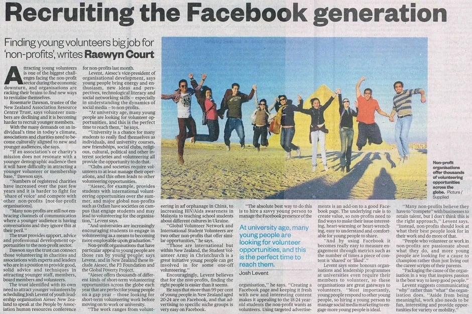 Recruiting the Facebook Generation in the New Zealand Herald