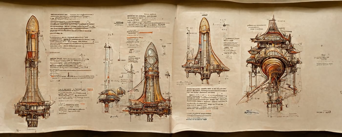 An intricate Leonardo da Vinci-style blueprint
